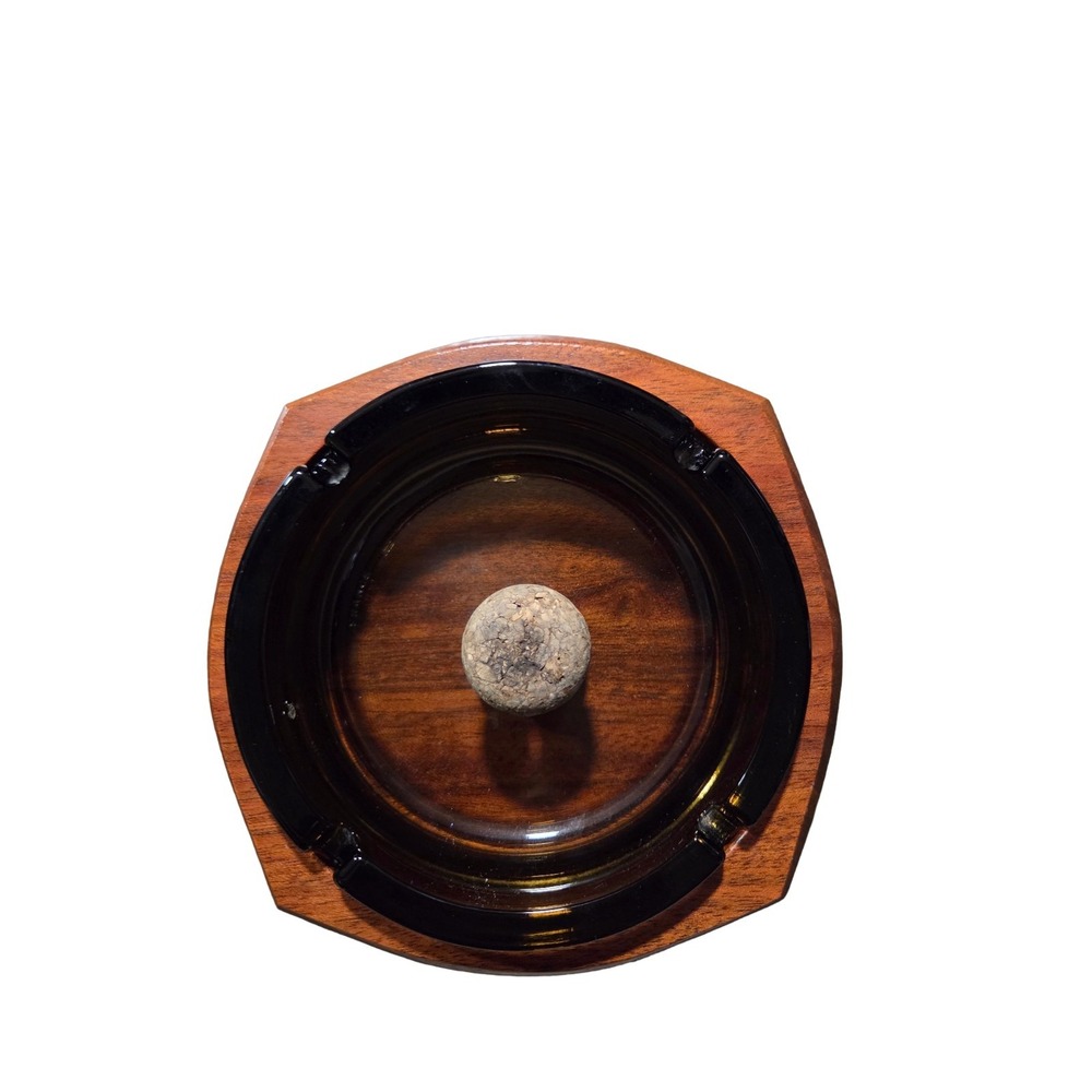 Vintage Savinelli Pipe Cigar Ashtray | Mid-Century Italy Wood & France Glass